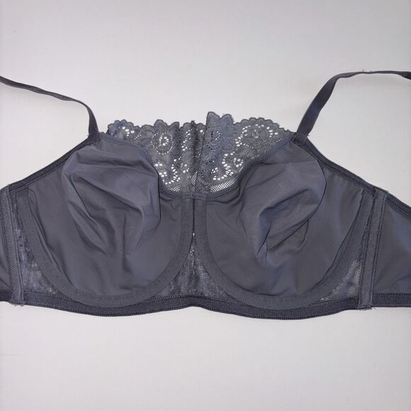Olga Gray Pretty Lace Cami Bra Size 38D Underwire Style #35263 Smoked Pearl - Picture 6 of 10